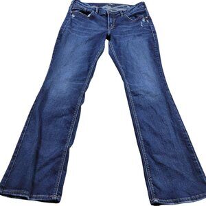 Silver Jeans Womens 14 Elyse Slim Bootcut Western Dark Wash Denim